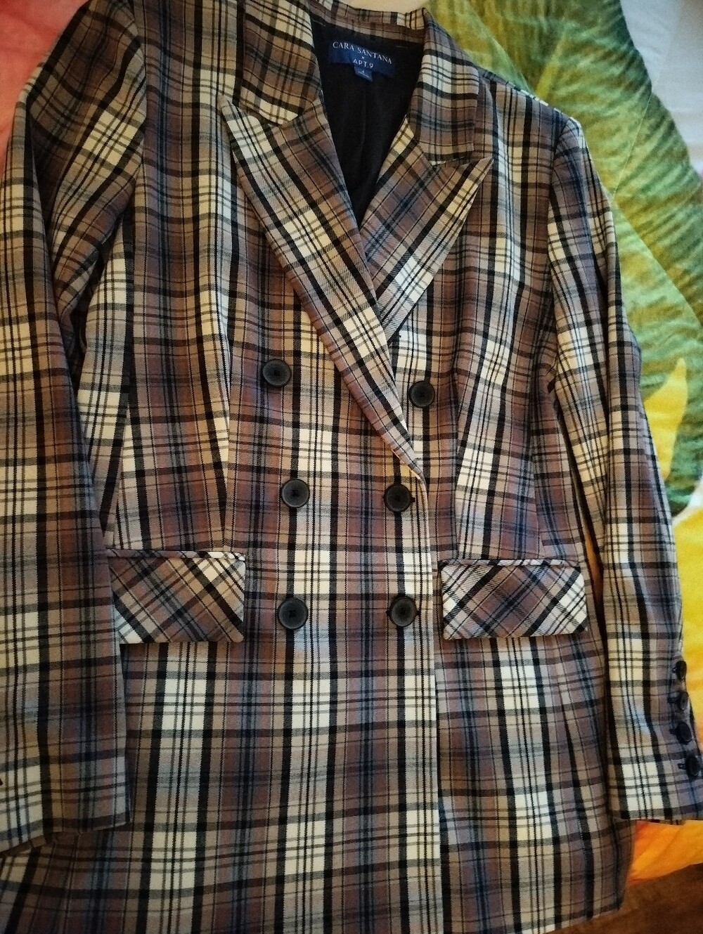 Apt. 9 Plaid Blazer in Black, Cream and Brown